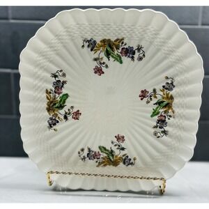 Spode Copeland Wicker Lane Ceramic Floral Plate Square Glossy 10" England